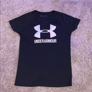 Girls Black Under Armour Tee